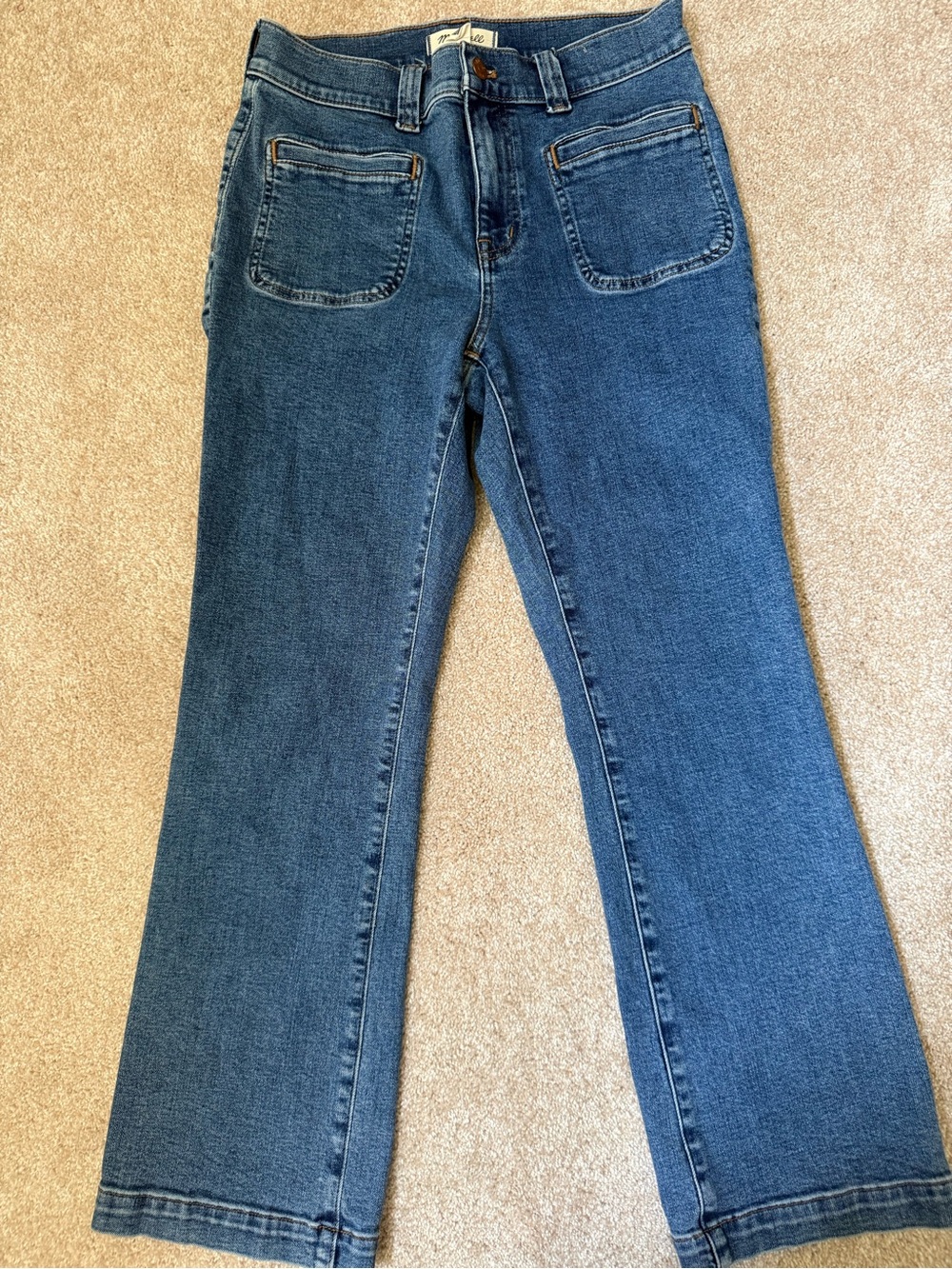 Madewell Blue Denim mid rise kick out Jeans